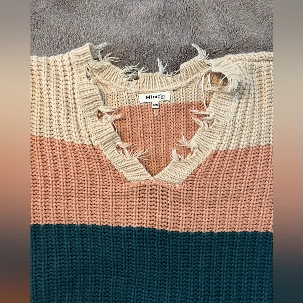 Nanamacs miracle distressed multicolor sweater top size S